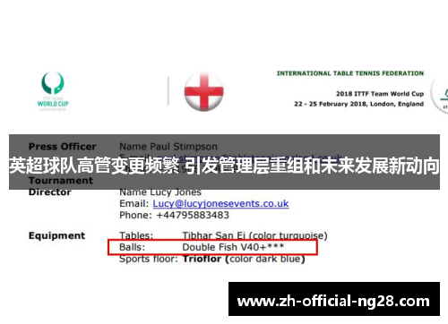 英超球队高管变更频繁 引发管理层重组和未来发展新动向